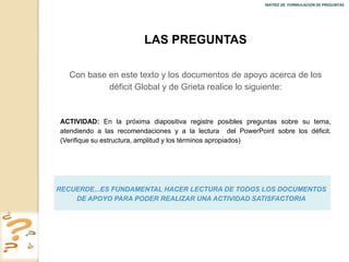 MATRIZ DE  FORMULACION DE PREGUNTAS 