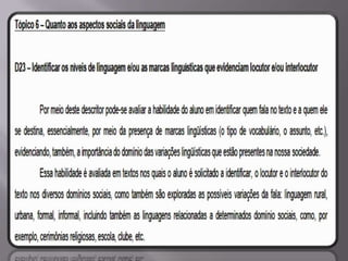 Matriz Comentada de Língua Portuguesa SPAECE