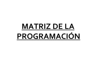 MATRIZ DE LA
PROGRAMACIÓN
 