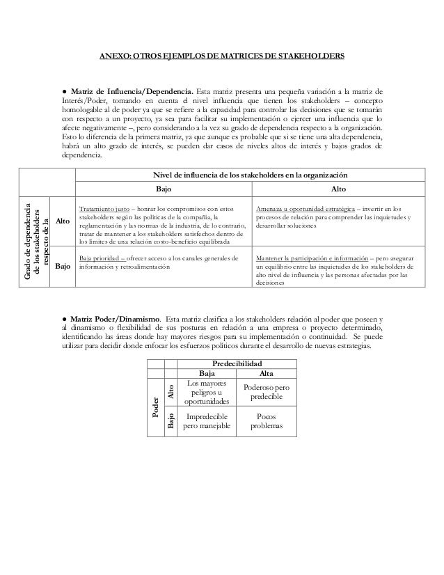 Matriz De Stakeholders