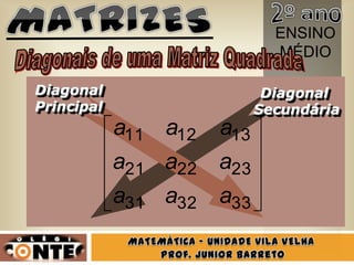 ENSINO
                              MÉDIO

Diagonal                     Diagonal
Principal                   Secundária
            a11 a12   a13
            a21 a22 a23
            a31 a32 a33
 