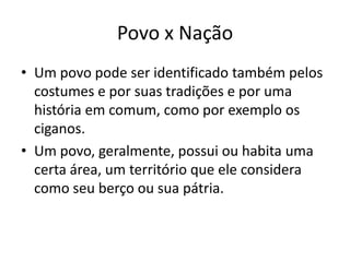 Pouco importa se a base para essa identidade seja a cor da pele, o idioma original ou o local e origem dos antepassados, um sentimento comum de discriminação ou de problemas semelhantes.Formação Cultural – Etnia x Raça