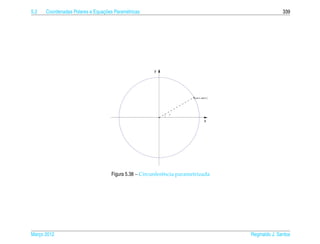 5.2                             ¸˜
      Coordenadas Polares e Equacoes Param´ tricas
                                          e                                                            339




                                                      y




                                                                       (cos t, sen t)




                                                             t

                                                                                 x




                                    Figura 5.38 – Circunferˆ ncia parametrizada
                                                           e




Marco 2012
   ¸                                                                                    Reginaldo J. Santos
 