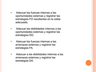 Hacer una lista de las amenazas externas clave.