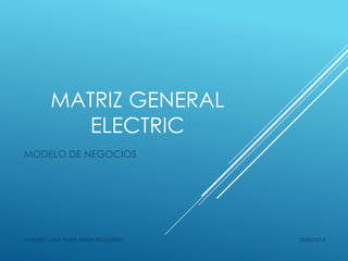 MATRIZ GENERAL
ELECTRIC
MODELO DE NEGOCIOS
25/05/2014ELABORÓ: LUNA PLATA MARÍA DE LOURDES
 