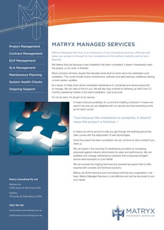 Matryx Managed Services