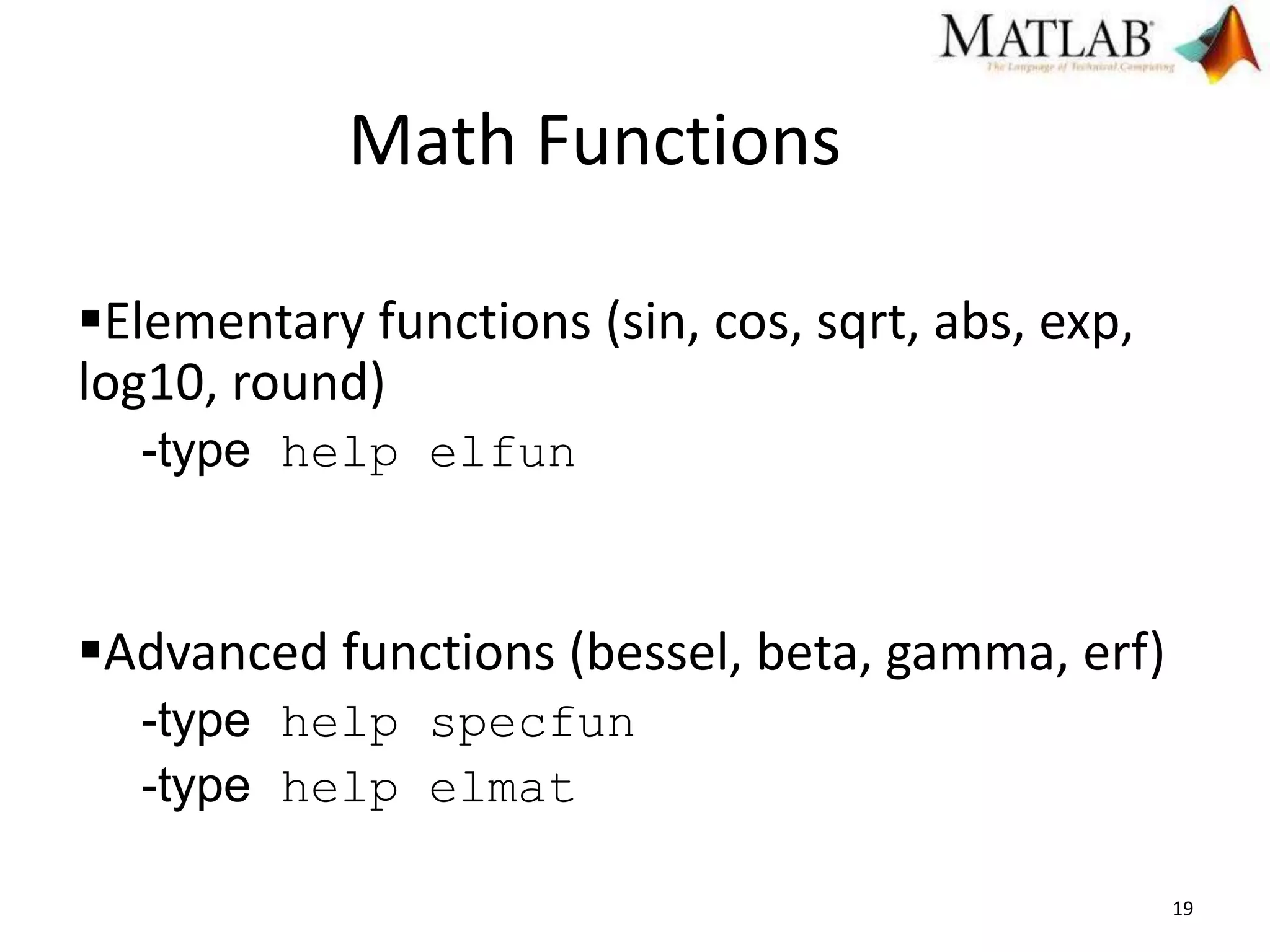 An Introduction to MATLAB for beginners | PPT