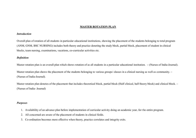 Master Rotation Assignment Picture matser rotation plan msc nursing education .pdf