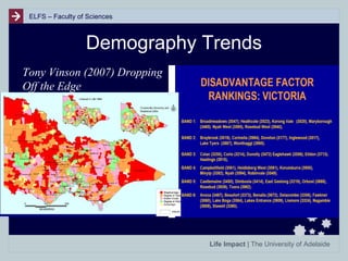 ELFS – Faculty of Sciences

Demography Trends
Tony Vinson (2007) Dropping
Off the Edge

Life Impact | The University of Adelaide

 