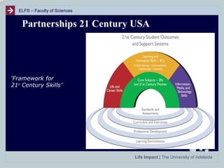 ELFS – Faculty of Sciences

Partnerships 21 Century USA

‘Framework for
21st Century Skills’

Life Impact | The University of Adelaide

 