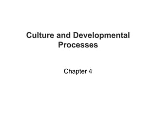 Culture and Developmental
        Processes


         Chapter 4
 