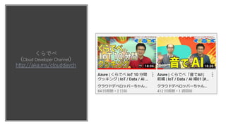くらでべ
（Cloud Developer Channel）
http://aka.ms/clouddevch
 