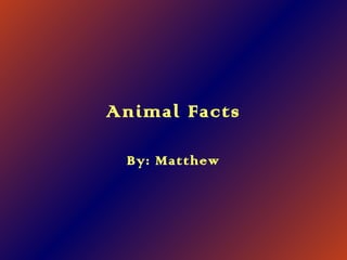 Animal Facts

 By: Matthew
 