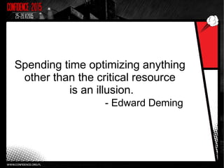 Spending time optimizing anything
other than the critical resource
is an illusion.
- Edward Deming
 