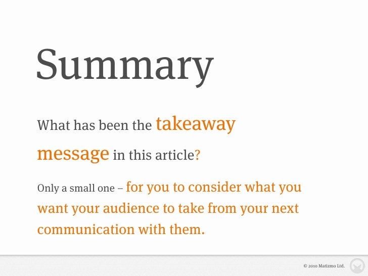 Creating B2B Takeaway messages