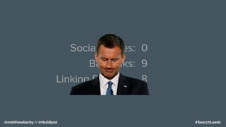#SearchLeeds@matthewbarby // @HubSpot
Social Shares:
Backlinks:
Linking Domains:
0
9
8
 