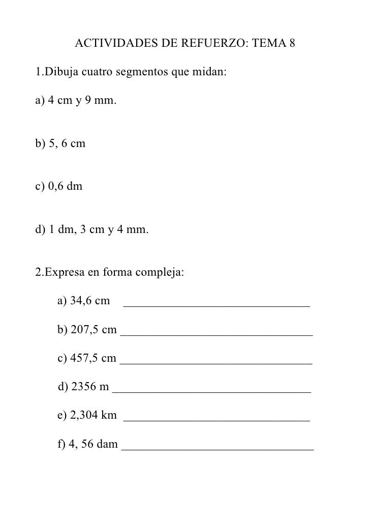 Mat Tema 8 Longitudes Actividades De Refuerzo Mat Tema 8 Longitudes Actividades De Refuerzo