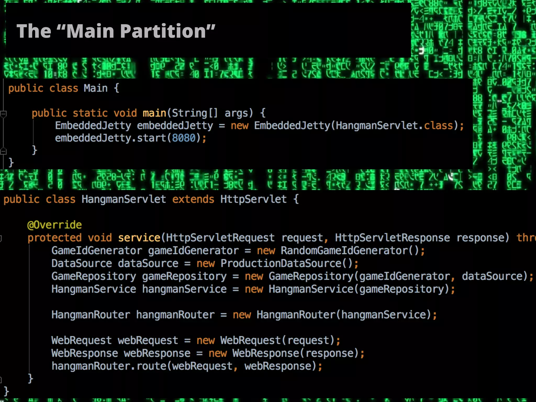 The “Main Partition”
 