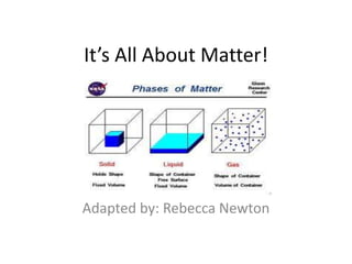 It’s All About Matter!
Adapted by: Rebecca Newton
 