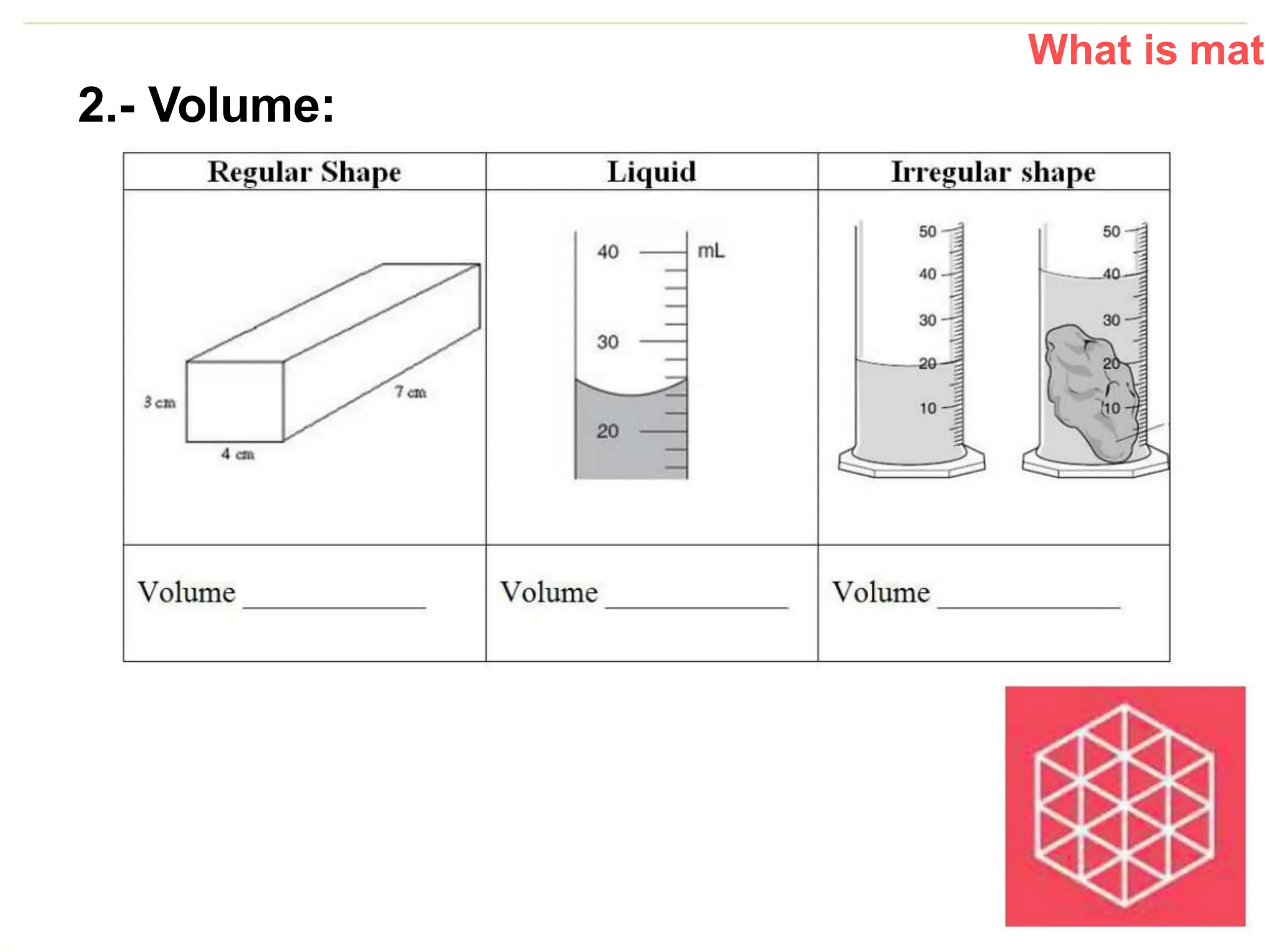 What is mat
2.- Volume:
 