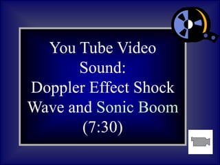 You Tube Video
Sound:
Doppler Effect Shock
Wave and Sonic Boom
(7:30)
 