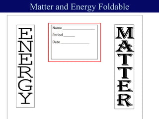 Matter and Energy Foldable
 