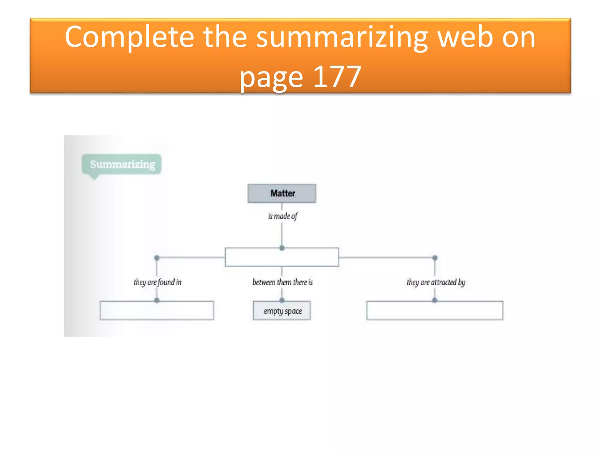 Complete the summarizing web on
page 177
 