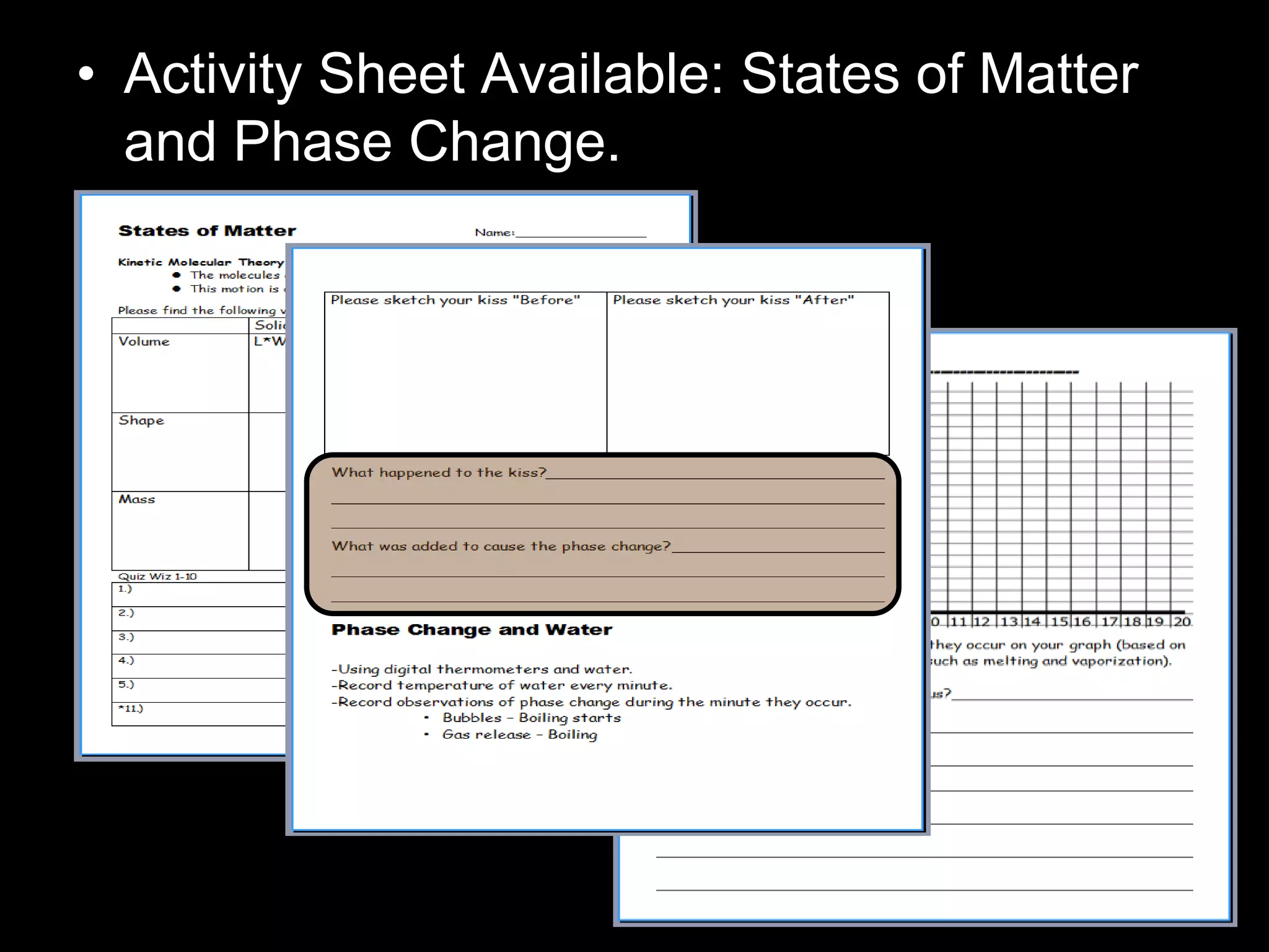 • Activity Sheet Available: States of Matter
and Phase Change.
 