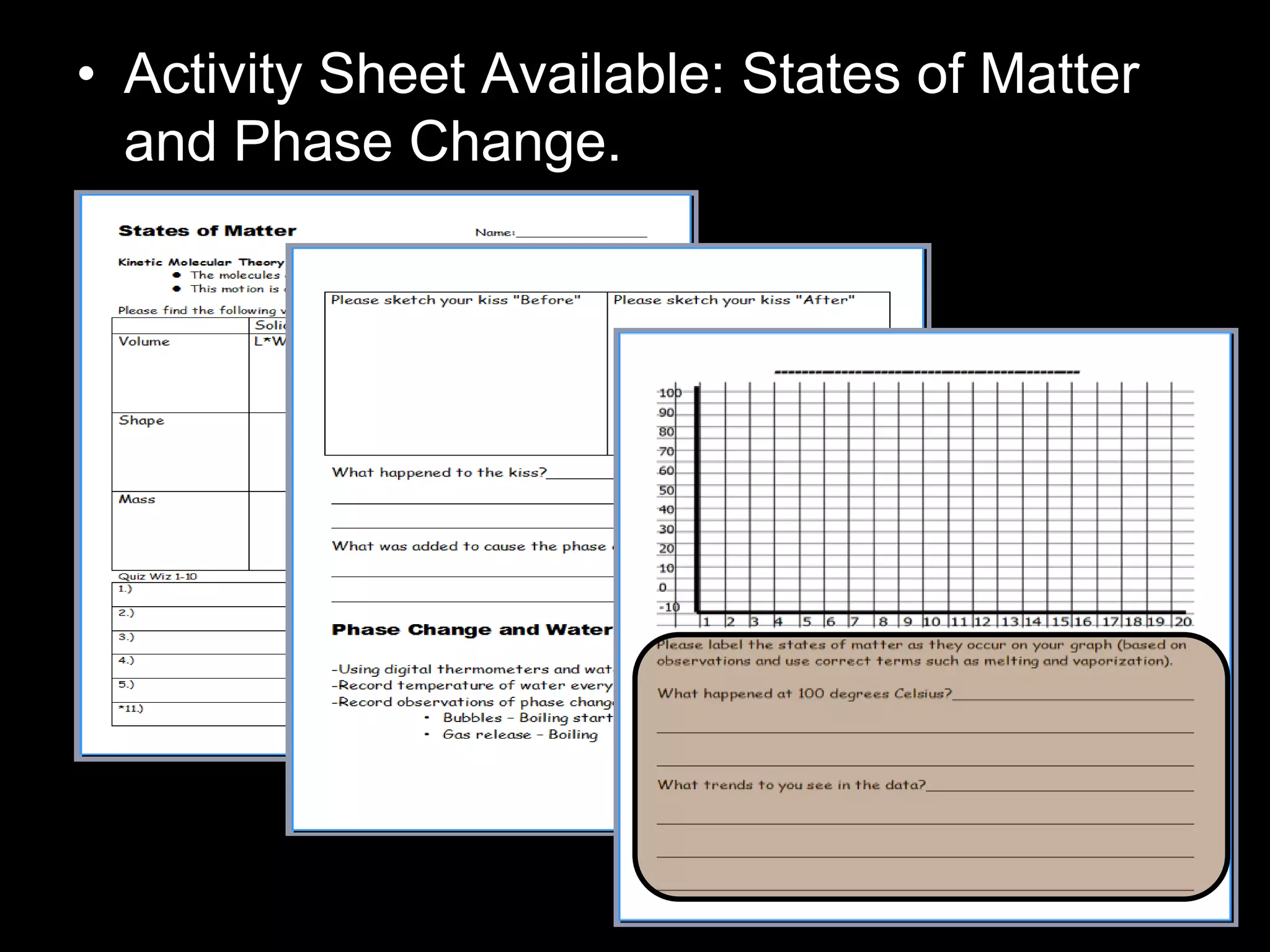 • Activity Sheet Available: States of Matter
and Phase Change.
 