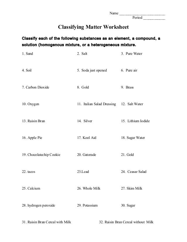 Matter and its properties worksheet answer key picture