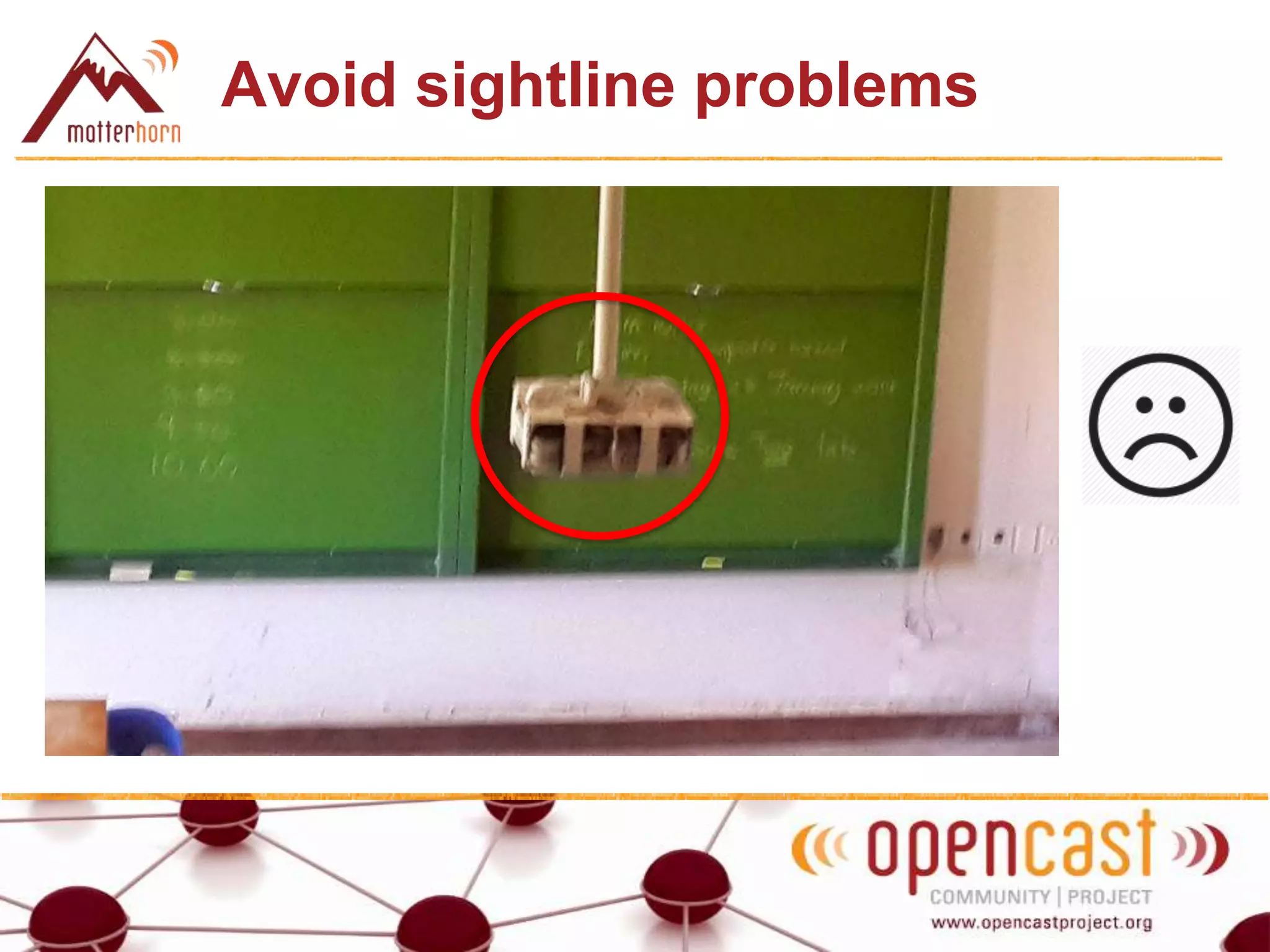 Avoid sightline problems
 