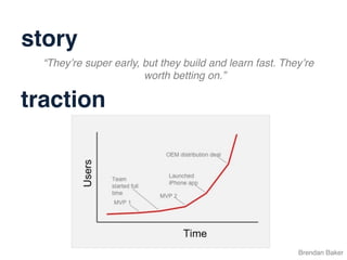 Brendan Baker
“They’re super early, but they build and learn fast. They’re
worth betting on.”
story
traction
 