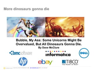 © 2015 ALL RIGHTS RESERVED ● MATTERMARK.COM ● (415) 366-6587
More dinosaurs gonna die
32
Bubble, My Ass: Some Unicorns Mig...