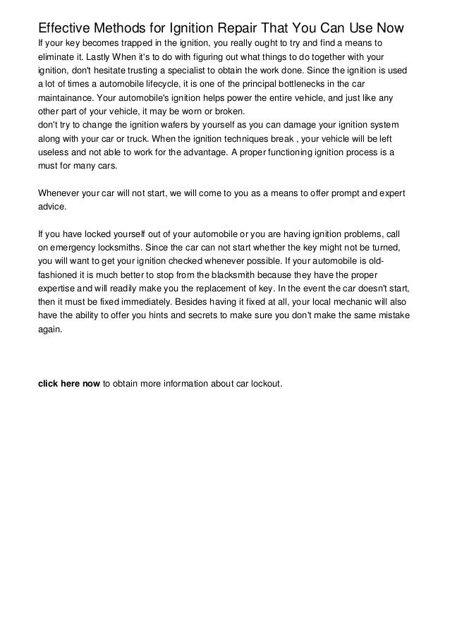 Effective Methods for Ignition Repair That You Can Use Now