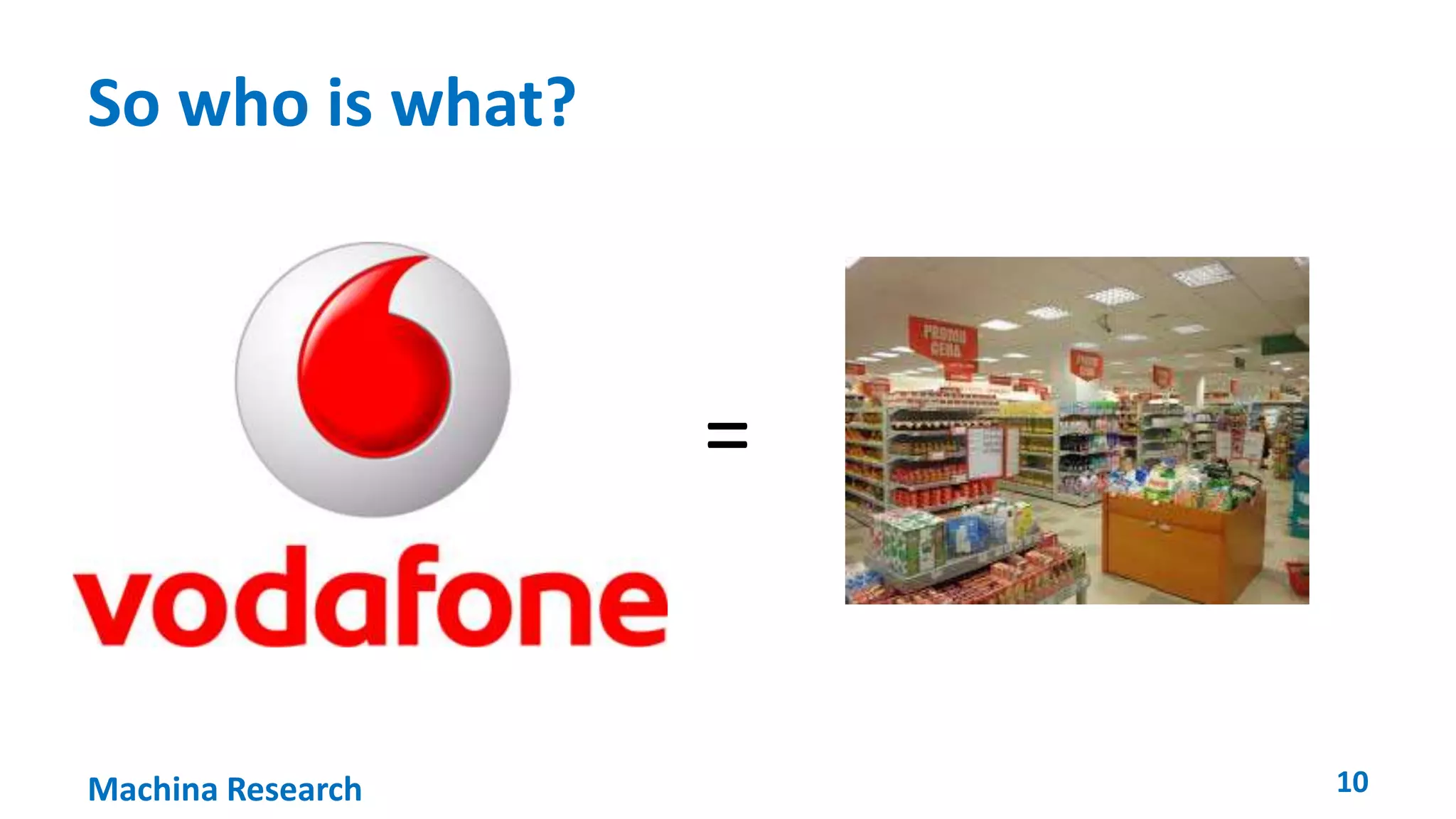 So who is what? 
= 
Machina Research 10 
 