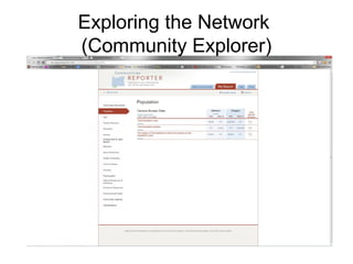 Exploring the Network
(Community Explorer)
 