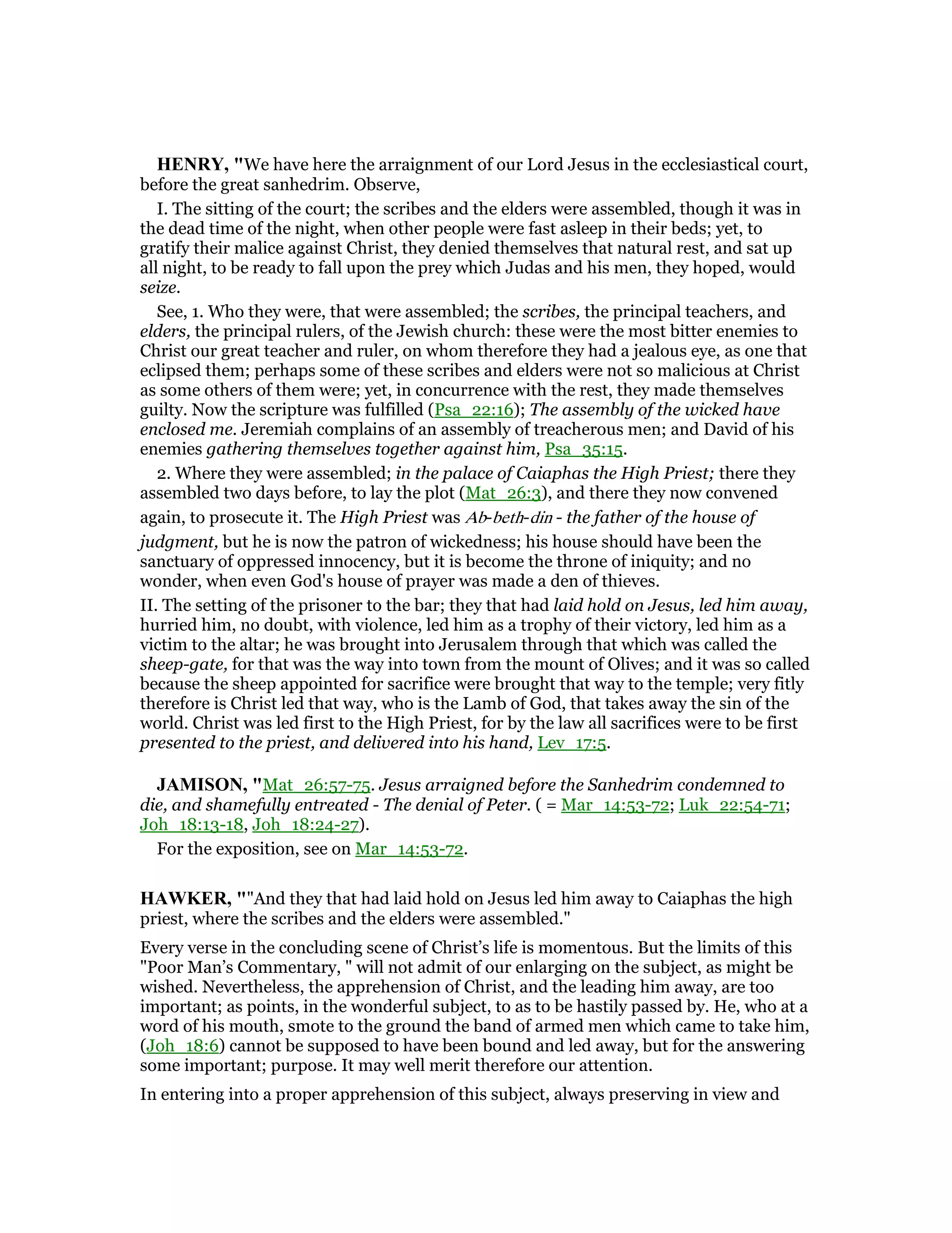 Matthew 26 commentary