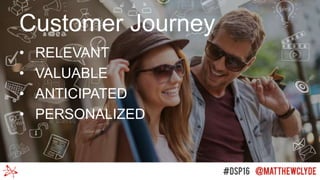 Customer Journey
• RELEVANT
• VALUABLE
• ANTICIPATED
• PERSONALIZED
 