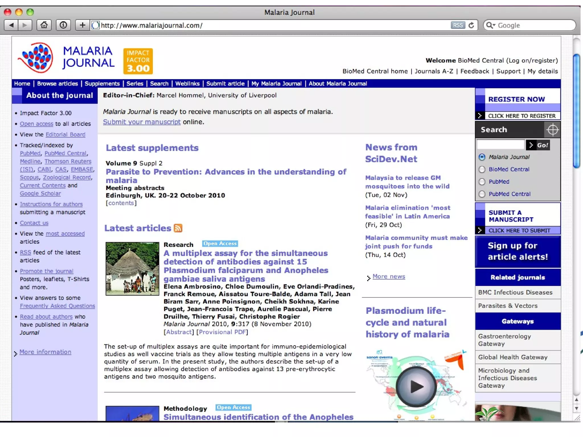 Malaria Journal homepage
 