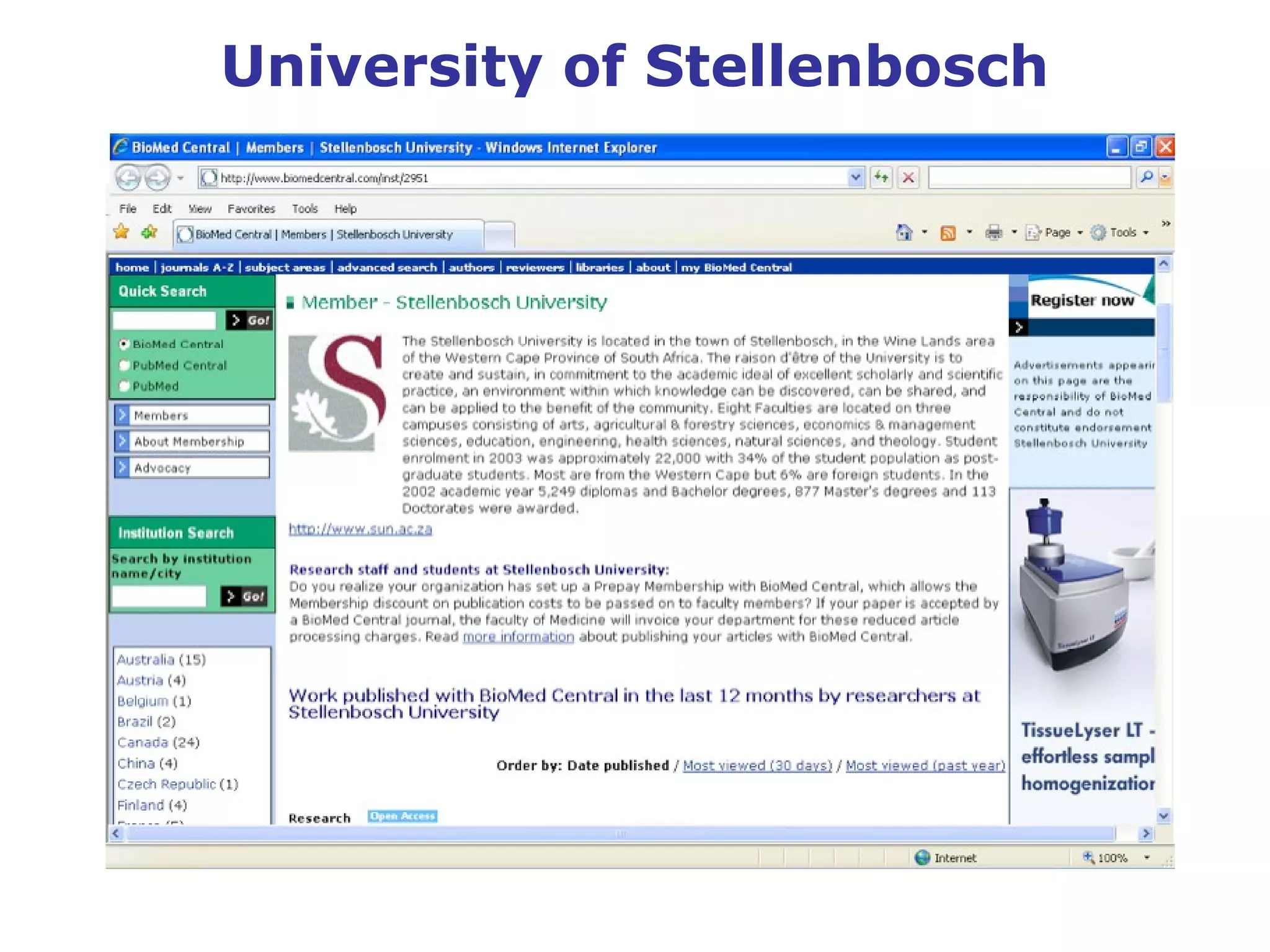 University of Stellenbosch
 