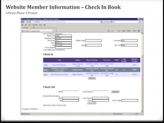 Website Member Information – Check In BookLibrary Phase 3 Project