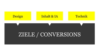 Design Inhalt & IA Technik 
ZIELE / CONVERSIONS 
 