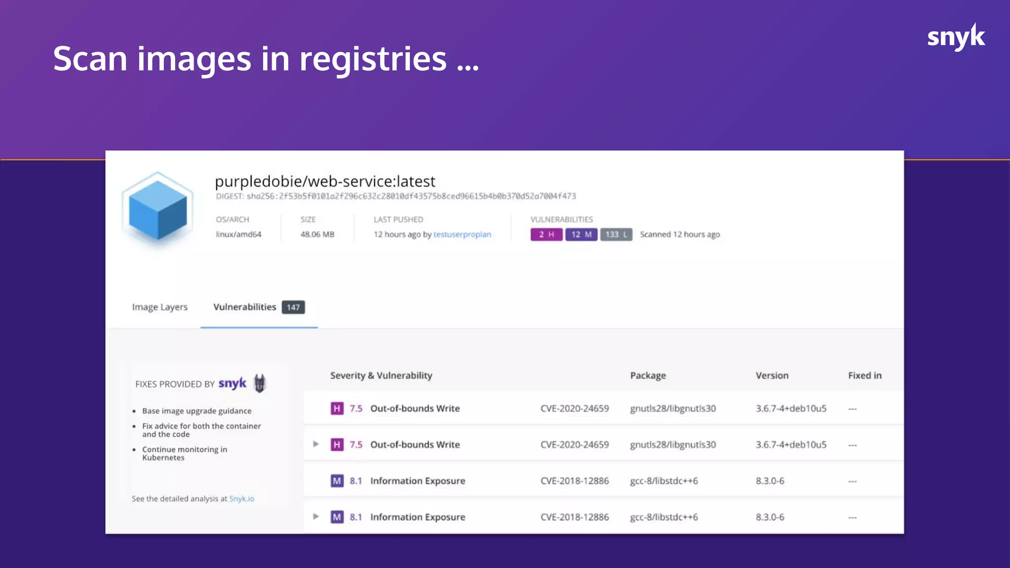 Scan images in registries ... 
