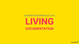 LIVING
DOCUMENTATION
CONCRETE EXAMPLES BECOME
 