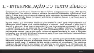 II - INTERPRETAÇÃO DO TEXTO BÍBLICO
18/01/2023
 
