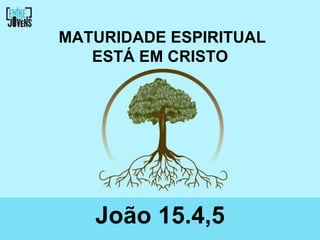MATURIDADE ESPIRITUAL
   ESTÁ EM CRISTO




   João 15.4,5
 