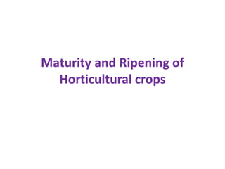Maturity and Ripening of
Horticultural crops
 