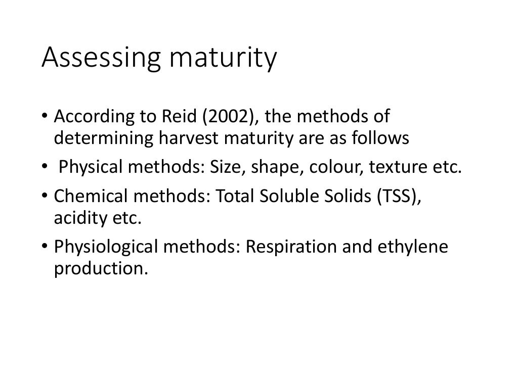Maturity indices for harvesting fruits