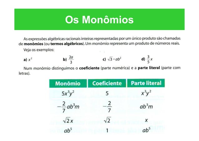 Mat utfrs 09. monomios e polinomios | PPT