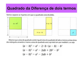 Quadrado da Diferença de dois termos
 